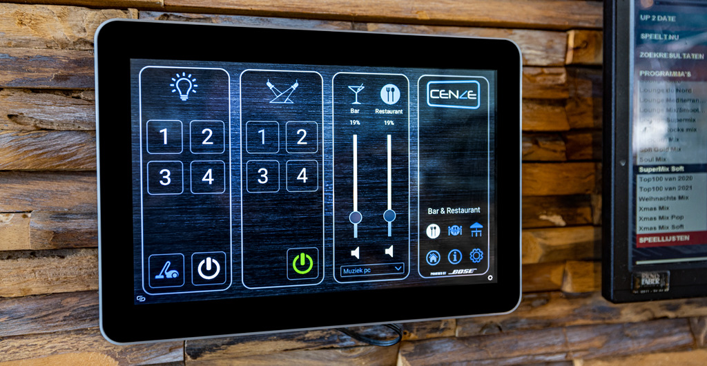 Bediening terras geluidsinstallatie